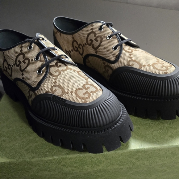 Gucci Macro GG Canvas Derby Shoes - Picture 2 of 8